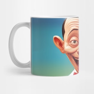 pee wee herman sticking out his tongue on the photo, art Mug